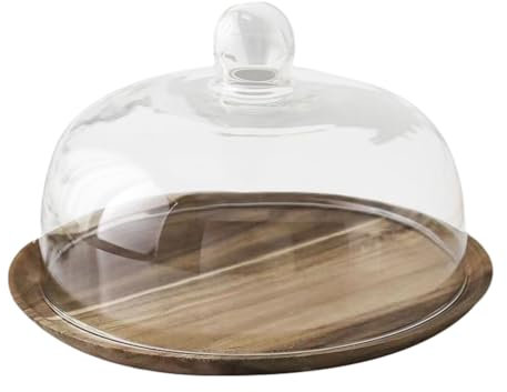 DKRAHRJJ Wood Cake Stand with Lid Cake Plate Server Platter with Dome Cover Cupcake Display Plate with Lid Cake Holder