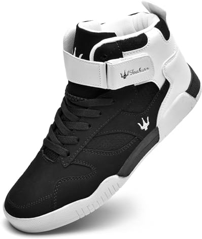 AARDIMI Zapatillas de running para hombre High Top Sneakers Zapatillas de senderismo Altas Zapatillas Fitness Zapatos altos, Negro , 39 EU