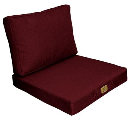 Coussins pour Salon de Jardin Déhoussable - Tissu Effet Lin - Coussins extérieur - 60x60cm - Coussin de Remplacement pour Fauteuil d'extérieur - Prune - Déco Arts