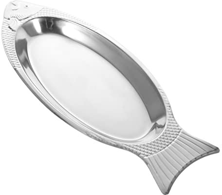 KICHOUSE 1pezzi Piatto Per Alimenti in Acciaio Inossidabile Piatto Forma Di Pesce Vassoio Per Feste Da Portata Stoviglie Da Cucina Resistente Al Calore Facile Da Pulire