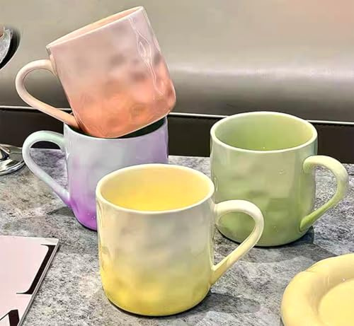 Pykrudo Multi-Coloured Ceramic Mugs Set of 4 Pieces,350ml Stoneware Cups for Coffee, Tea, and Mulled Drinks, Espresso