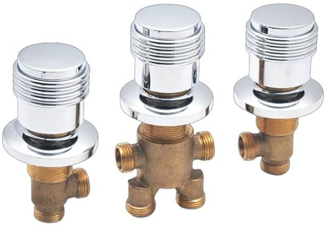 3 Pcs Diviser Robinet De Baignoire En Laiton,Robinets De Bain aves Cartouches céramique,Mitigeur Salle Bain Pour Cabine Ou Hammam(Poignée cylindrique)