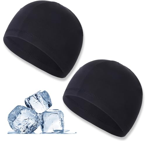 OUDQFCJ 2 Pièces Bonnets de Cyclisme sous Casque, Bonnet de Sport Respirant en Soie Glacée Été, Multifonctionnelle Skull Cap pour Hommes et Femmes