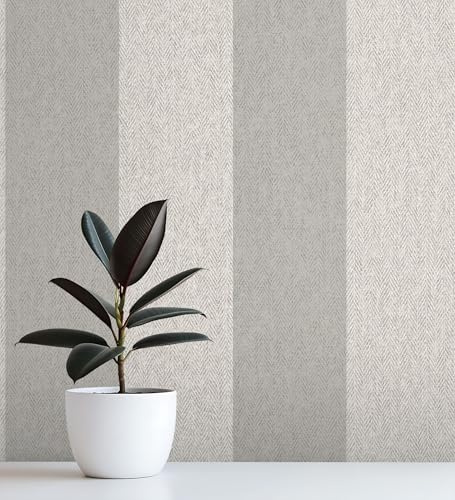 GAULAN 683563 Papier peint rayures fond chevrons effet textile, tons gris pour mur salon chambre couloir salle à mange tête de lit hall d'entrée - Rouleaux de 10 m x 0,53 m