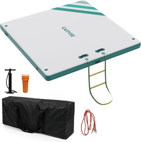 GAOMON Inflatable Dock Floating Platform, Thick Lake Floats for Adults, Non-Slip Air Dock Platform with Portable Carrying Bag, Floating Platform Island for Pool Beach Ocean(Green,10 x 6 ft)