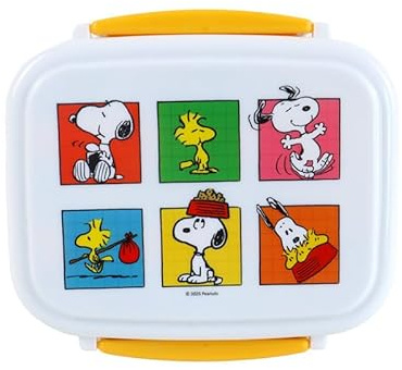 Puckator Lunchbox Bento mit Besteck und Clipverschluss - Snoopy & Woodstock - Peanuts