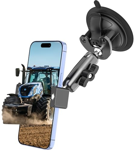 Dosvsi Support Telephone pour Tracteur, Support Téléphone Tracteur Agricole [Ventouse Ultra Puissante], Réglable à 360° Porte de Téléphone Voiture Pare-Brise pour iPhone, Galaxy, 4-7 Smartphones
