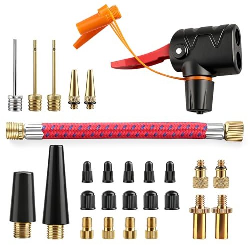 Bicycle Valve Adapter, Pack of 27 Bicycle Pump Valves Adapter French Valve Adapter Pump Head Replacement with Double Valve Ball Needle Valve AV/DV/SV Valve Adapter for All Bicycles, Air Pump, Car