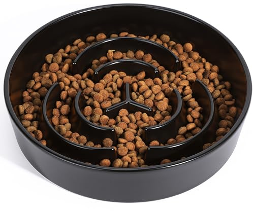 PETTOM Anti Schling Napf Hund Ø 21 cm | Keramik Antischlingnapf Hunde Groß für Mittelgroße & Große Hunde, Langsam Fressen, Rutschfest & Maschinenwaschbar