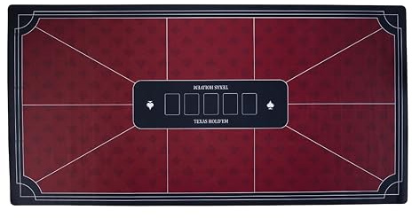 Engelhart -320999 - Texas Hold'em röd pokermatta 177 × 89 cm - polyester + halkfritt gummi - märkning spelområden - tillbehör för poker- och kortspel