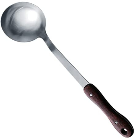 Hemobllo Cuchara Sopera De Madera y Pala Metálica Para Ollas, Utensilios De Cocina De Acero Inoxidable Mango De Madera, Aislamiento Térmico, Para Uso Doméstico Cocina, Set Funcional