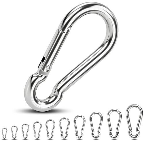 4 Stück Karabinerhaken Edelstahl, φ3x30mm Karabiner Haken belastbar bis 30kg, Starke Karabiner mit Schnappverschluss für Schlüsselanhänger, Rucksack, Camping, Reisen, Wandern etc