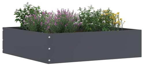 vidaXL Bordure de Pelouse 6 pcs Anthracite 50 x 50 x 13 cm Acier, Design de Jardin et terrasse, Bordure en Acier Moderne, séparateur extérieur Durable, idéal pour Votre Espace