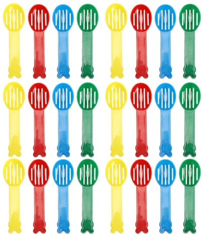 DIKACA 40pcs Plastic Litter Scooper for Small Pets Hamster Rat Gerbil Poop Sifter with Fine Mesh Multi-color Scoops for Bedding Cleaning and Gardening Hand Trowel Use
