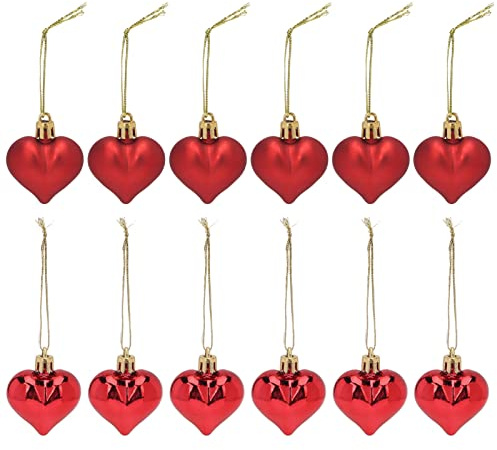 SIXRUN Bolas Colgantes de Amor Navideñas, Cuerda con Gancho Desmontable de Plástico Duradero para Decoraciones Navideñas, 24 Uds. para árbol, Fiesta de Boda
