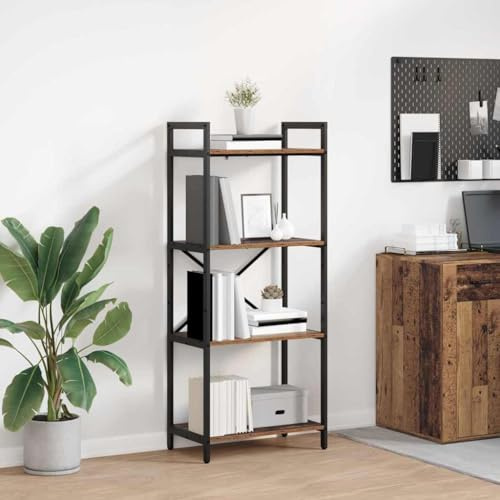 Tonture Bookcase, Reclaimed Wood Look, 56 x 34 x 133.5 cm, Wood Material, 4 Shelves, Robust Standing Shelf for Living Room, Home Office, Industrial Design, Durable Storage