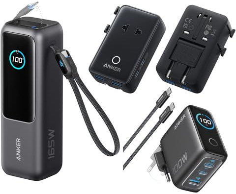 Anker Laptop Power Bank 25000mAh & Nano Caricatore USB C 100W & Outlet Extender(Confezione)