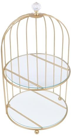 Didiseaon Goldener Vogelkäfig Tortenständer aus Metall Dekorativer Cupcake Halter für Feierlichkeiten Zierlicher Etagenständer zum Präsentieren von Kuchen und Desserts Zufälliger Stil