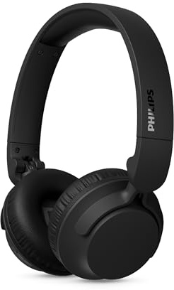 Philips TAH4000BK Cuffie wireless on-ear, 70h riproduzione, Bassi dinamici, Driver 32mm, Bluetooth6.0 Multipoint, Accoppiamento rapido, Cuscinetti/batteria sostituibili, Ripiegabili e leggere – Nero
