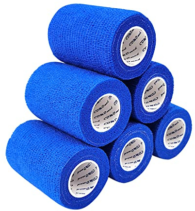 COMOmed Garza Elastica Bendaggio Adesivo Rotolo di Nastro Flessibile in Tessuto Non Tessuto Bendaggio coesivo Athletic Alleray Testato 7.5cm x 4.5m, Confezione da 6