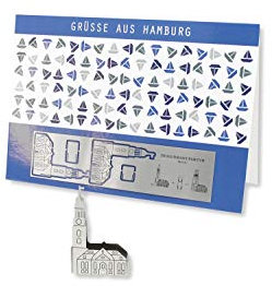 Skulpo Edelstahl Pop Up Grußkarte - Hamburg Michel - Geschenk Hamburg Souvenir Hamburg Deko