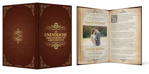 Kartenmachen.de 10-100x Personalisierte Hochzeitseinladungen Hochzeit Einladungskarten individuell - Märchenbuch Liebesgeschichte
