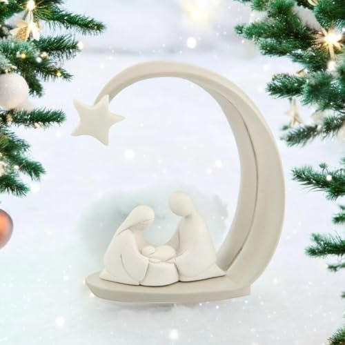 MAZZOLA LUCE Mini Presepino natalizio statuina moderno idea regalo Natale Natività tortora 13x13 cm