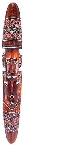 Artisanal Maschera grande in legno africano, 100 cm, motivo fumatore di pipe.