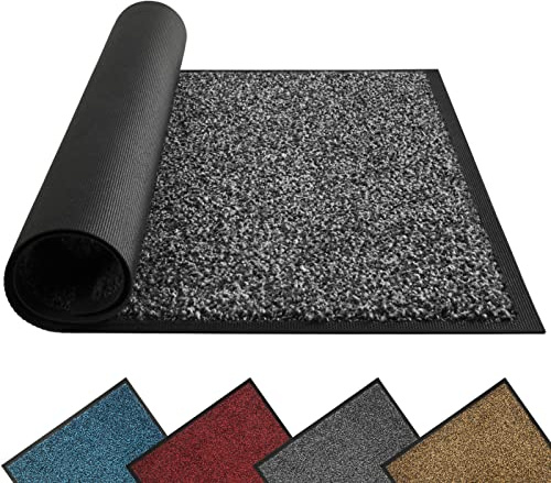 Mibao Fußmatte für Innen & Außen, 120x180cm Grau Fußmatten, Dauerhaft Waschbar Fussmatte, Schmutzfangmatte rutschfest für Eingangsbereich, Türmatte mit Naturkautschukrücken
