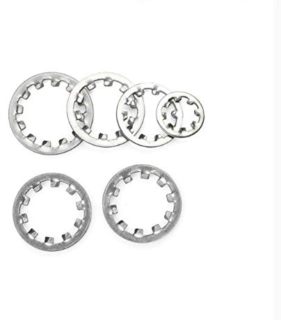 Rondelle frein en acier inoxydable 304, rondelle intérieure et extérieure avec rondelle d'arrêt, M3M4M5M6M8M10M12M16M18M20-304 dents internes M6 [100 pièces]