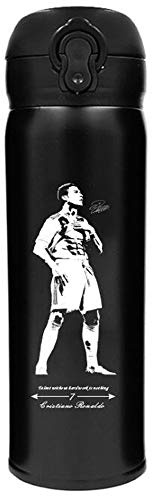 Fußball spieler Fans reisen Edelstahlbecher Student Sport Thermoskanne Vakuum Isolierbecher Wasserflasche für Männer Frauen (R-onaldo)