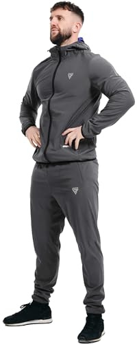 RDX Traje Sauna Sudor Chándal con Capucha, Anti Rasgón Trajes de Sudoración Ejercicio Deportiva Fitness Track Suit, Yoga Running Entrenamiento Gimnasio, Conjunto de Pantalón Superior, Mujeres Hombres