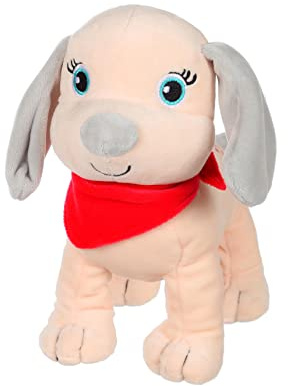 GIPSY Toys - Lustige beige Klangwelpen mit rotem Schal - Kuscheltier für Kinder - 071626