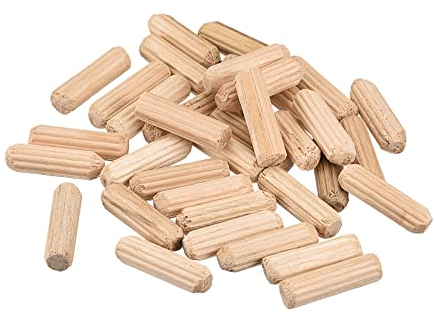 sourcing map Holz Taube Pins 50stk. 6x20mm (1/4x3/4) Geriffelt Abgeschrägt Enden Holz Taube Pegs Ofen Getrocknet Hartholz für Holzbearbeitung Möbel Regal