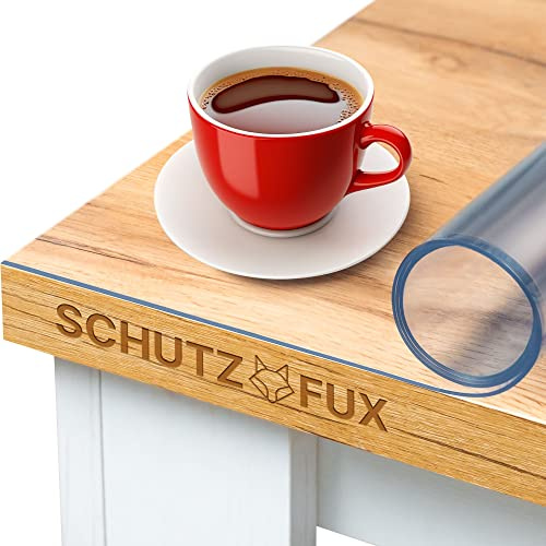 SCHUTZ-FUX Tischfolie transparent - Tischschutz mit schräger Kante,Tischdecke abwaschbar, Verschiedene Größen, (Made in Germany) (60 x 100 cm)