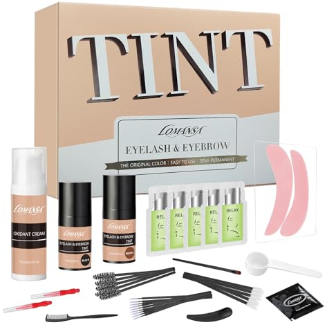 Lomansa Augenbrauen und Wimpernfarbe Schwarz Braun, Augenbrauen Färben Set, Glanz und Farbe Wimpern und Brauen, Geeignet für den Heimwerker- oder Salongebrauch