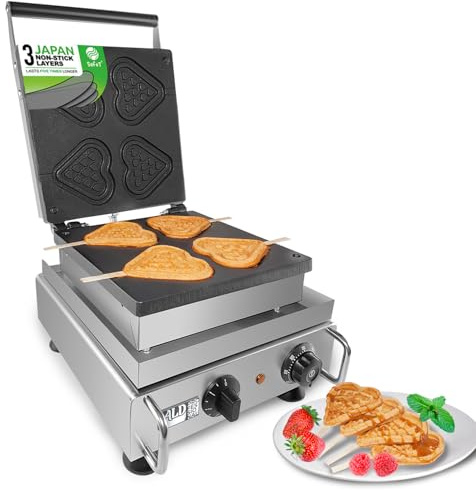 ALDKitchen Stick Waffle Maker | Waffles on a Stick | Waffle Iron (Heart-Shaped (4 Pcs))