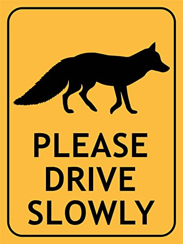 Warnschild Fuchs Bitte Langsam Fahren Retro Infoschild Personalisierte Metallschild 20X30Cm, Verbotsschild