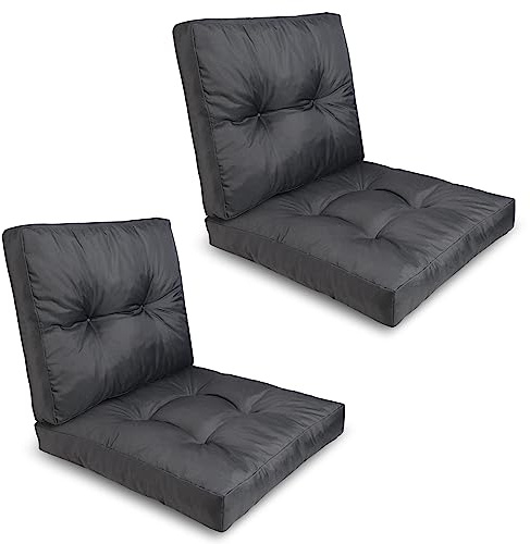 King Matratzen Sitzkissen Kissen Polster Auflage - Premium Wasserdicht Rückenkissen Loungekissen Bodenkissen Rattan Viele Größen (4er Set (L) GRAU)