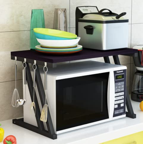 MAYMAR Mikrowellen Regal, Erweiterbares Mikrowellenständer, Gewürzregale, Mikrowellenhalter Organizer Küchenregal Stehend, Arbeitsplatte Küche. (Z-57 * 38 * 38cm /schwarz)
