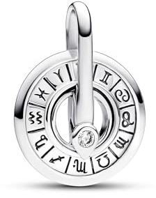 PANDORA ME Medaglione con ruota dello zodiaco, in argento Sterling con zirconia cubica trasparente