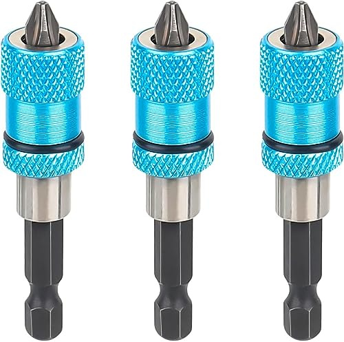 Drywall Bit Holder Drywall Bit Magnetic Quick Change Bit Holder 1/4 Inch Hex Shank Quick Change Magnetic Bit Holder Screw Depth Adjustment Screw Attachment Drywall Pack of 3