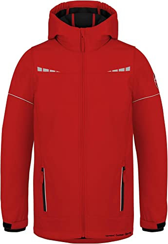 normani Kinder Winterjacke Wasserdichte Softshelljacke Skijacke Übergangsjacke Outdoorjacke mit Kapuze für Junge und Mädchen - Wassersäule: 11.000 mm Farbe Rot Größe 146-152