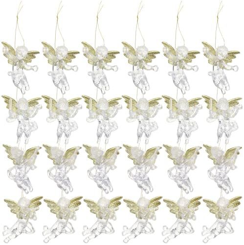 IMIKEYA Uds. Adornos De Ángel De Navidad Transparentes Ángel De Cristal De 6Cm con Alas Doradas Colgantes para Colgar En El Árbol De Navidad Decoraciones Navideñas