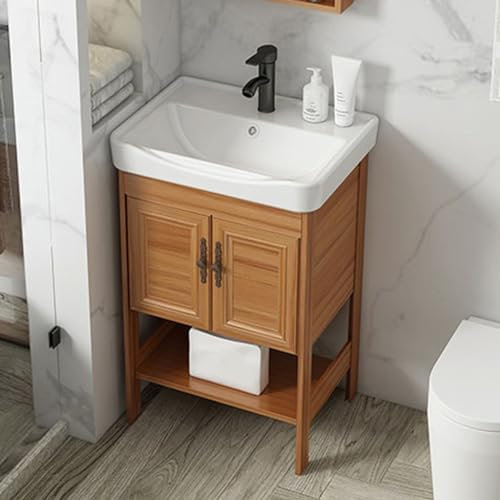 Lavatoio ceramica con mobile,lavatoio lavanderia ceramica,lavandino,lavabo di utilità,Con rubinetti neri,tubi dell'acqua e altri accessori,adatti per bagni,servizi igienici,lavandini ( Color : Style 1