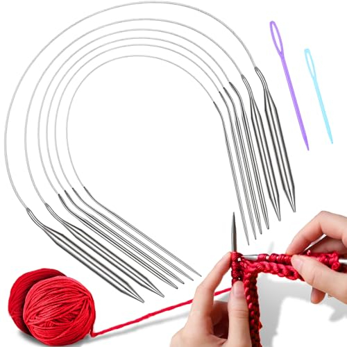 Stricknadeln Rundstricknadel Set, 6 Stück Doppelspitzige Edelstahl Rundstricknadeln 40 cm Stricknadeln für Socken Mützen Pullovern, Sockenstricknadeln Stricknadeln Set 3mm 4mm 5mm 6mm 8mm 10mm