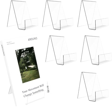 Collazoey 7 Stück Buchstütze, Acryl Buchständer Klarer, Buchstützen Transparent Bookends für Büchern Schule Büro Dekoration - 10,5 x 9 x 7,5CM