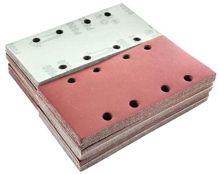 Wanmutrun 100 pezzi Carta Vetrata Rettangolare 93x185mm Grana 800 Carta Vetrata per Levigatrice a 8 Fori Utilizzato per Ricambi Levigatrice Orbitale