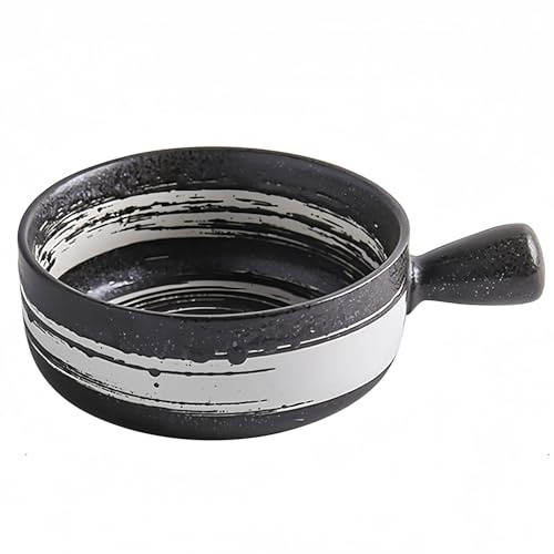 Dowbom Suppenschalen mit Griff, 750 ml, Keramik-Zwiebel-Suppenschüssel, mikrowellen- und ofenfest, 750 ml