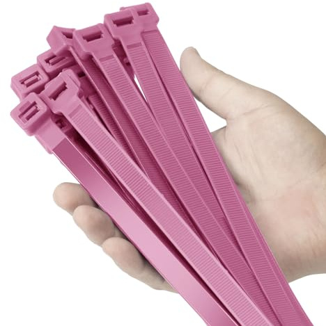Armpow 12 inch Pink Zip Ties Heavy Duty 100 PCS, 250 LBS Ultra Exclusive Strong Plastic Wire Ties, Large Cable Ties Extra Long Tie Wraps, Indoor and Outdoor UV Resistant